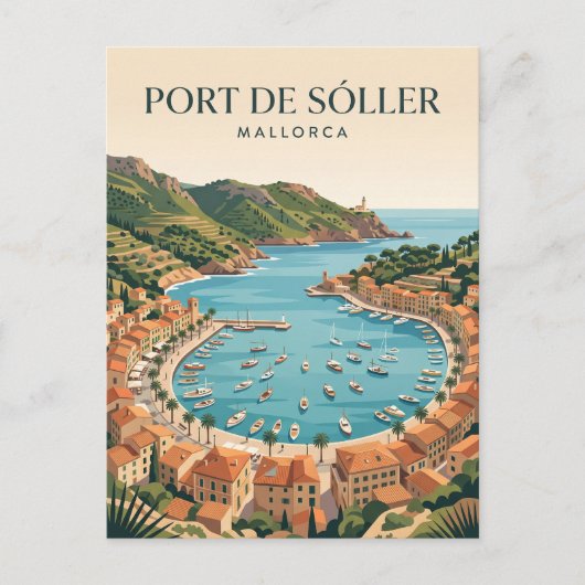 Haven van Sóller Spanje Briefkaart (Voorkant)