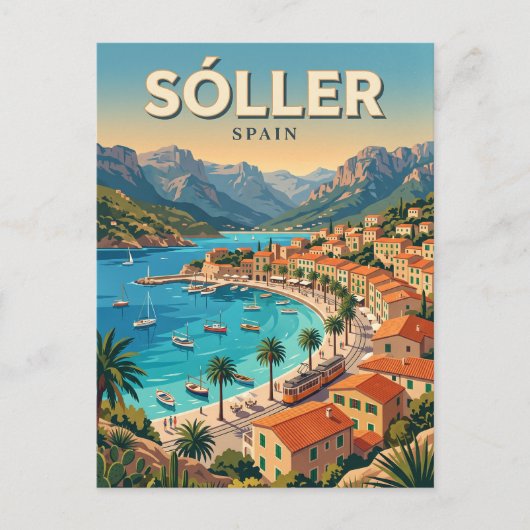 Haven van Sóller Spanje Briefkaart (Voorkant)