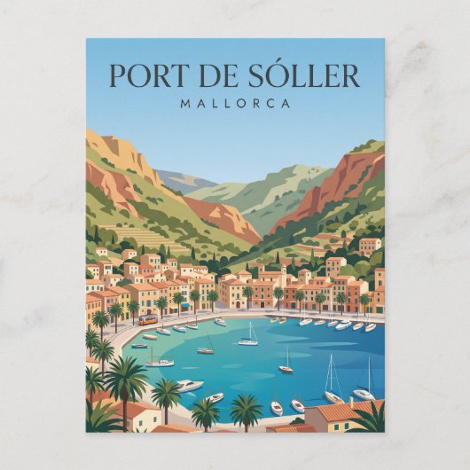 Haven van Sóller Spanje Briefkaart (Voorkant)
