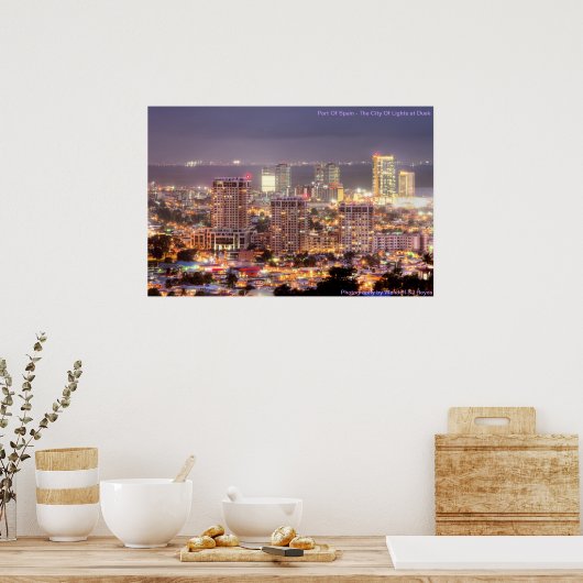 Haven van Spanje: de lichten in Dusk Poster (Keuken)