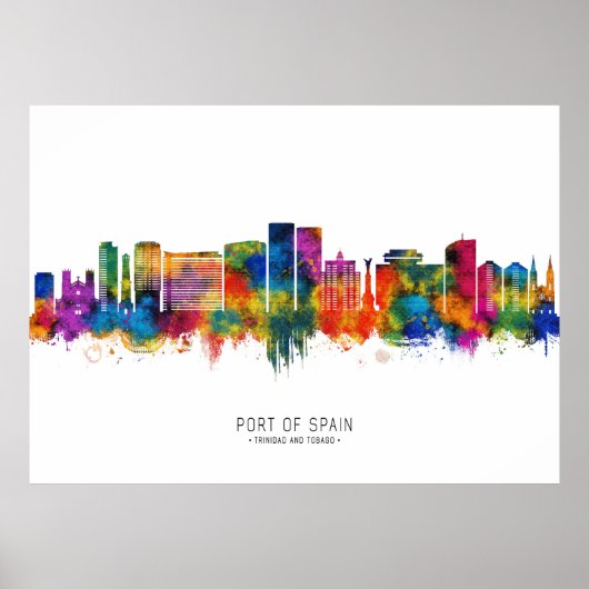 Haven van Spanje, Trinidad en Tobago Skyline Poster (Voorkant)
