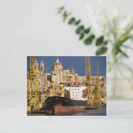 Haven van Valletta. Briefkaart (Staand voorkant)