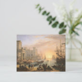 Haven van zee op zonsondergang, 1639 briefkaart (Staand voorkant)