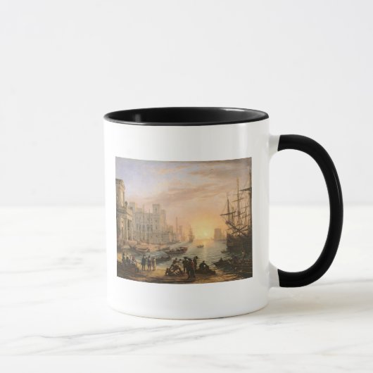 Haven van zee op zonsondergang, 1639 mok (Rechts)