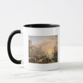 Haven van zee op zonsondergang, 1639 mok (Links)