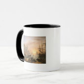 Haven van zee op zonsondergang, 1639 mok (Voorkant links)
