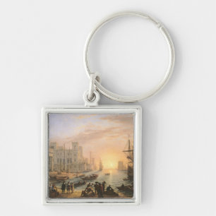 Haven van zee op zonsondergang, 1639 sleutelhanger
