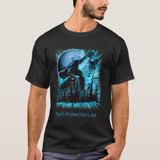Havenbescherming Alaska Howling Wolf Moon Forest N T-shirt (Voorkant)