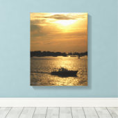 Havenboot Scène Late avond Zon Achter Wolken Canvas Afdruk (Insitu (Houten vloer))