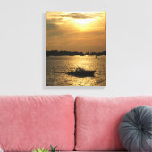 Havenboot Scène Late avond Zon Achter Wolken Canvas Afdruk (Insitu (Woonkamer))