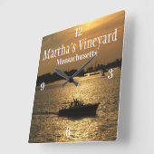 Havenboot Scène Late avond Zon Achter Wolken Vierkante Klok (Hoek)