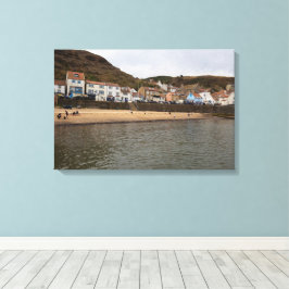 Havengezicht van dorp Staithes Canvas Afdruk