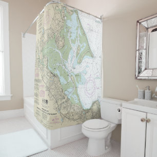 Havens van Plymouth, Kingston en Duxbury Chart Douchegordijn
