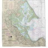 Havens van Plymouth, Kingston en Duxbury Chart Douchegordijn (Voorkant)