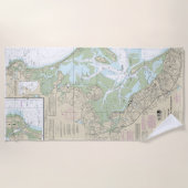 Havens van Plymouth, Kingston en Duxbury Chart Strandlaken (Voorkant)