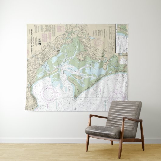 Havens van Plymouth, Kingston en Duxbury Chart Wandkleed (In Situ (horizontaal))