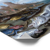  havenscène met vis poster (Hoek)