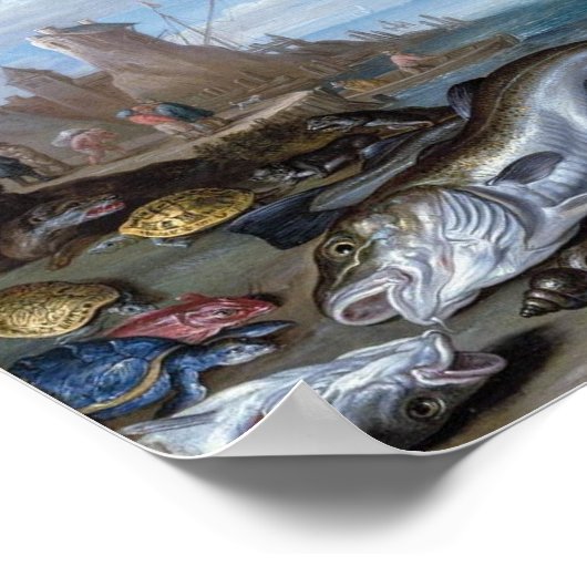  havenscène met vis poster (Hoek)