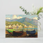 Havenscène uit Rapallo, fine art, Kaart (Staand voorkant)
