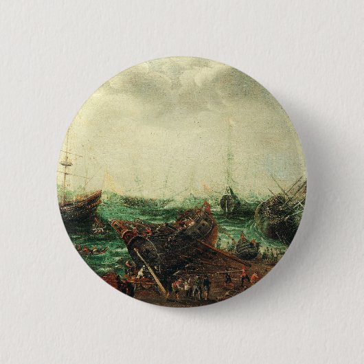 Havenscene van Adam Willaerts Ronde Button 5,7 Cm (Voorkant)