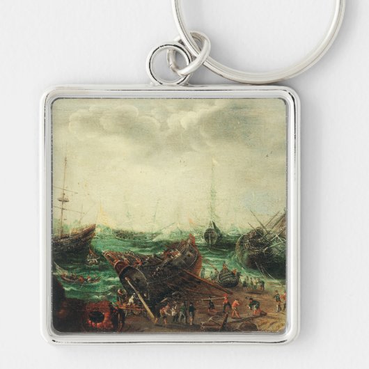 Havenscene van Adam Willaerts Sleutelhanger (Voorkant)