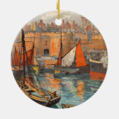  haventoerisme in de haven van Cote d'Emeraude Sai Keramisch Ornament (Achterkant)