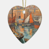  haventoerisme in de haven van Cote d'Emeraude Sai Keramisch Ornament (Links)
