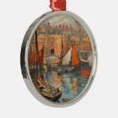 haventoerisme in de haven van Cote d'Emeraude Sai Metalen Ornament (Rechts)