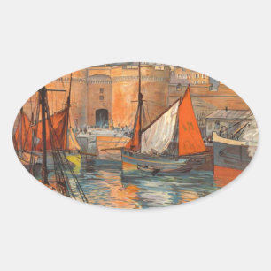 haventoerisme in de haven van Cote d'Emeraude Sai Ovale Sticker