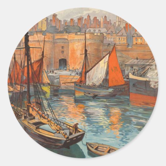  haventoerisme in de haven van Cote d'Emeraude Sai Ronde Sticker (Voorkant)