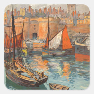 haventoerisme in de haven van Cote d'Emeraude Sai Vierkante Sticker