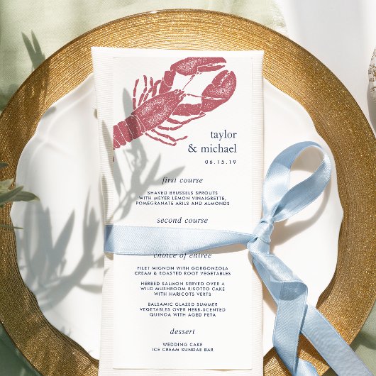 havenzijde | Nautische Kreeft Wedding Menu Kaart