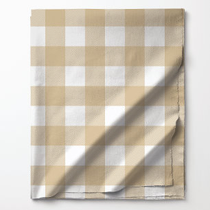 Haver Beige en Wit Buffalo Schotse Ruit Patroon Stof