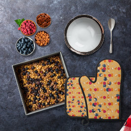 Haver, fruit en noten goud ovenwant & pannenlap set