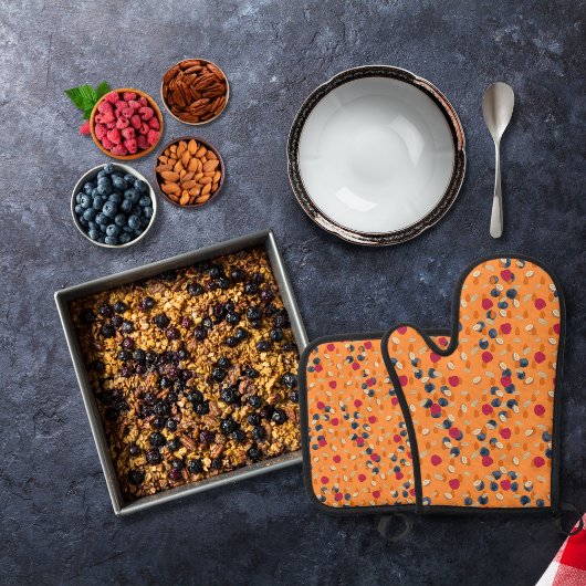 Haver, vruchten en noten sinaasappel ovenwant & pannenlap set