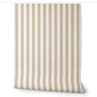 Haverbeige en witte verticale streep behang