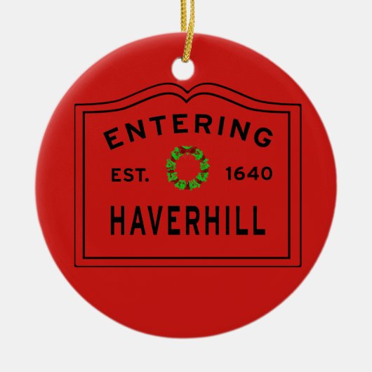 Haverhill, MA Holiday Wreath Ceramic Ornament (Voorkant)