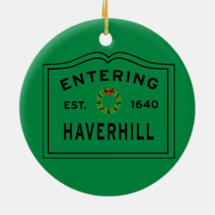 Haverhill, MA Holiday Wreath Ceramic Ornament