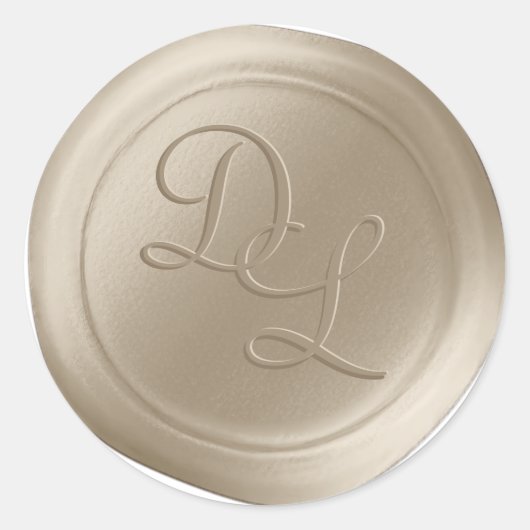 Havermout Beige 2 Letter Monogram Wax Seal Sticker (Voorkant)