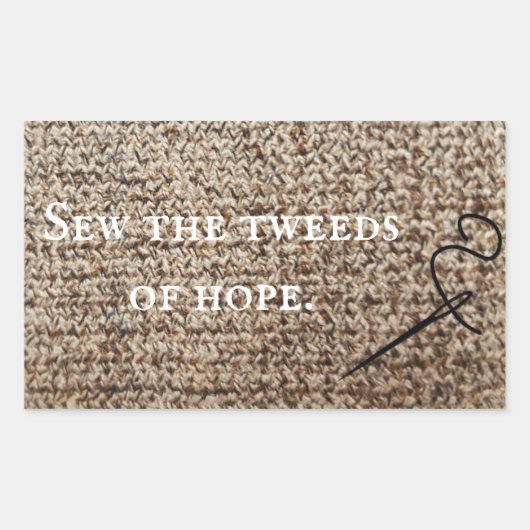 Havermout tweed hoop rechthoekige sticker (Voorkant)