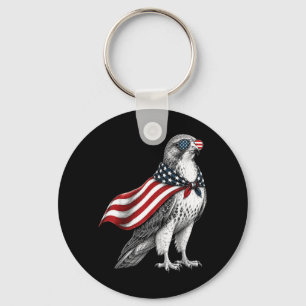 Havik 4 juli Amerikaanse vlag Patriottische vogel Sleutelhanger