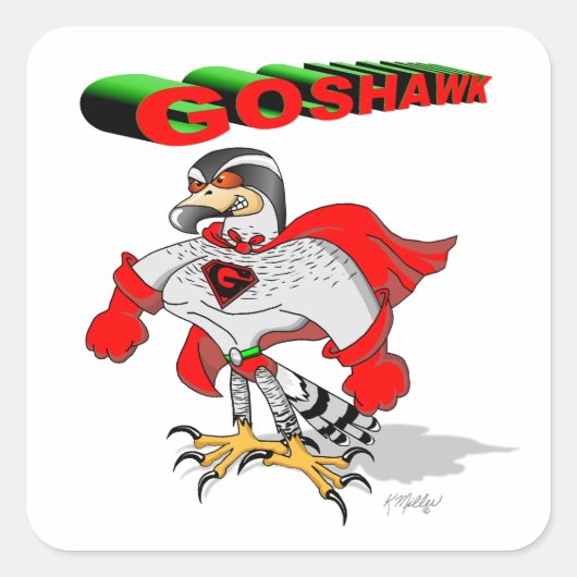 Havik Cartoon Vierkante Sticker (Voorkant)