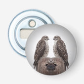 Haviken op een post button flesopener (Voorkant)