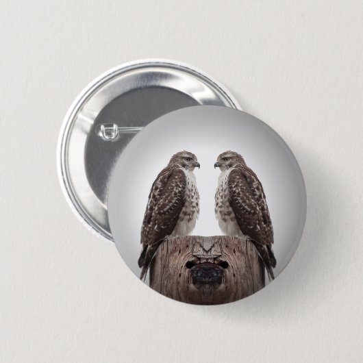 Haviken op een post ronde button 5,7 cm (Voorkant /achterkant)