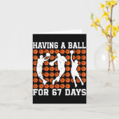 Having A Ball For 67 Days Basketball Player Studen Kaart (Gele Bloem)