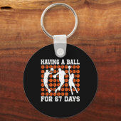 Having A Ball For 67 Days Basketball Player Studen Sleutelhanger (Voorkant)