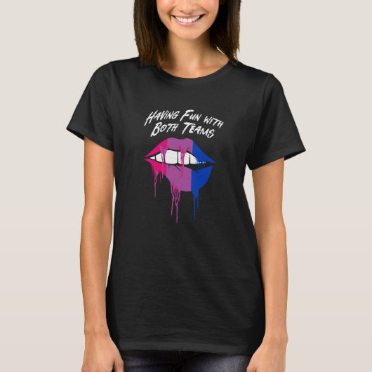 Having Fun with Both Teams Bisexual LGBTQ Bi Pride T-shirt (Voorkant)