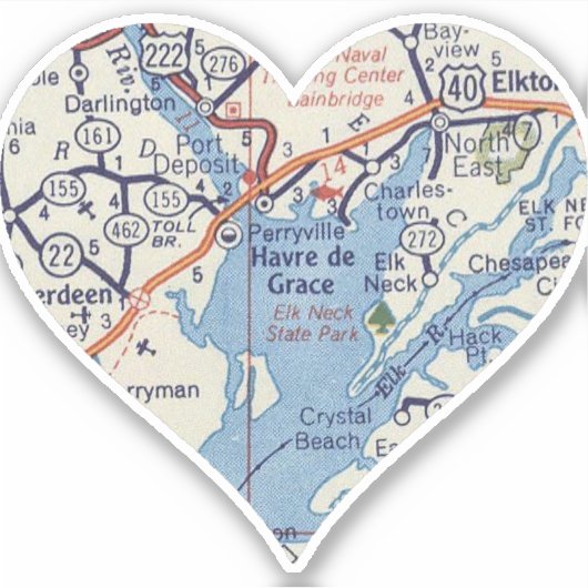 Havre de Grace  kaart Sticker (Voorkant)