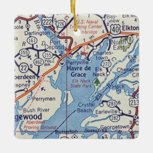 Havre de Grace MD  map Keramisch Ornament (Voorkant)
