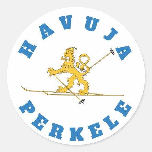 Havuja perkele - hiihtävä suomileijona ronde sticker (Voorkant)